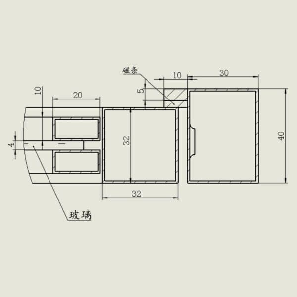 Technical drawing of a matte black steel swing door with clear glass; dimensions, sections, and Chinese labels in millimeters.
