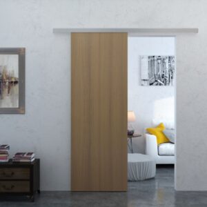 Modern 900x2100mm flat barn door featuring PVC wood grain finish and durable barn door hardware, ideal for stylish interior room separation.