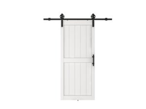 White PVC barn door with H-shape design, suitable for DIY installation, featuring barn door hardware for smooth sliding. Perfect for modern interior or barn-style decor.