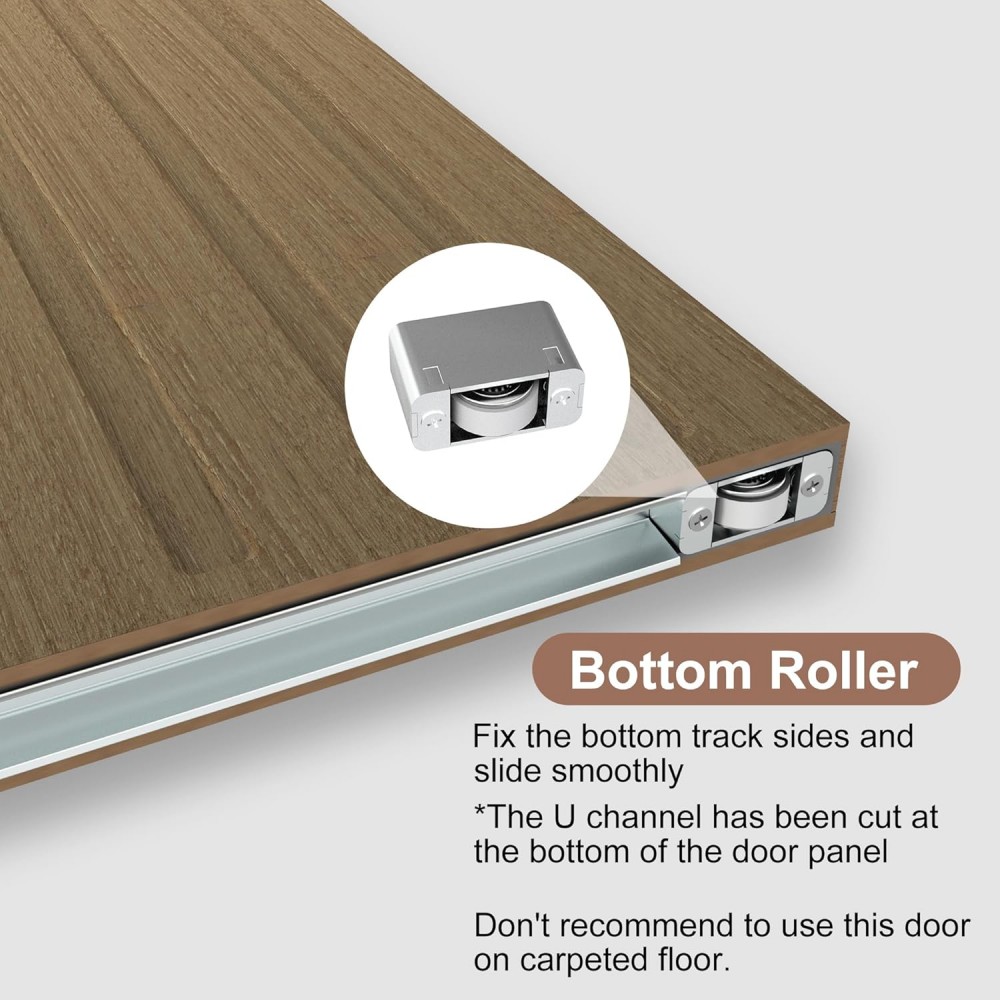 Carbon steel & Wooden Concealed Sliding Barn Door with Soft Close Hardware Kit - Image 4