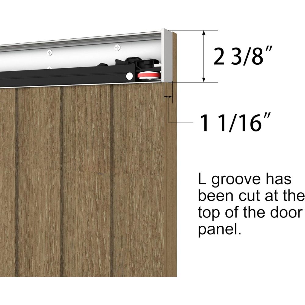 Carbon steel & Wooden Concealed Sliding Barn Door with Soft Close Hardware Kit - Image 5