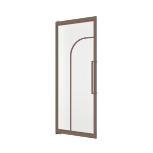 Modern steel glass pivot door with sleek design, suitable for residential and commercial applications, featuring a sturdy metal frame and large glass panel.