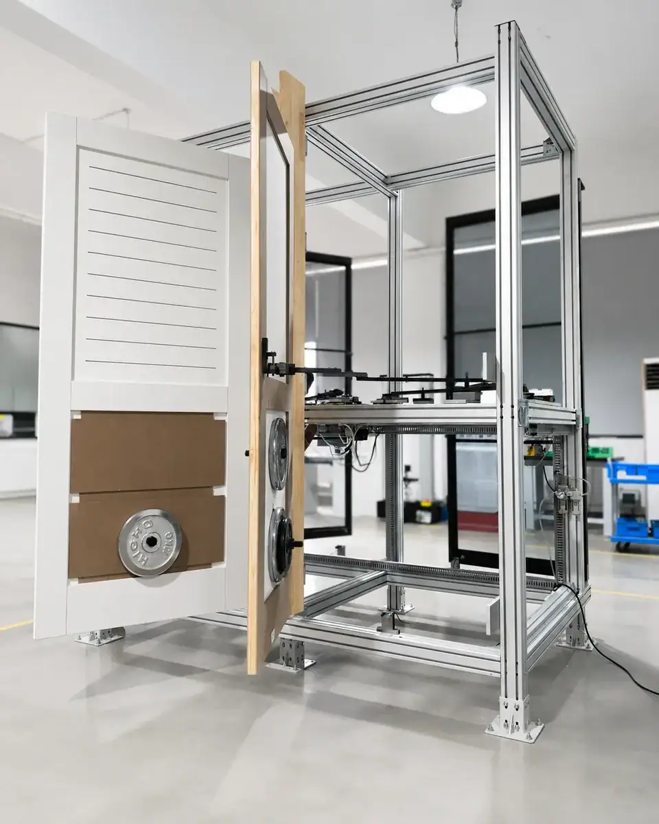 Advanced industrial testing machine with metal frame and control panel, used for quality assurance and research in manufacturing processes.