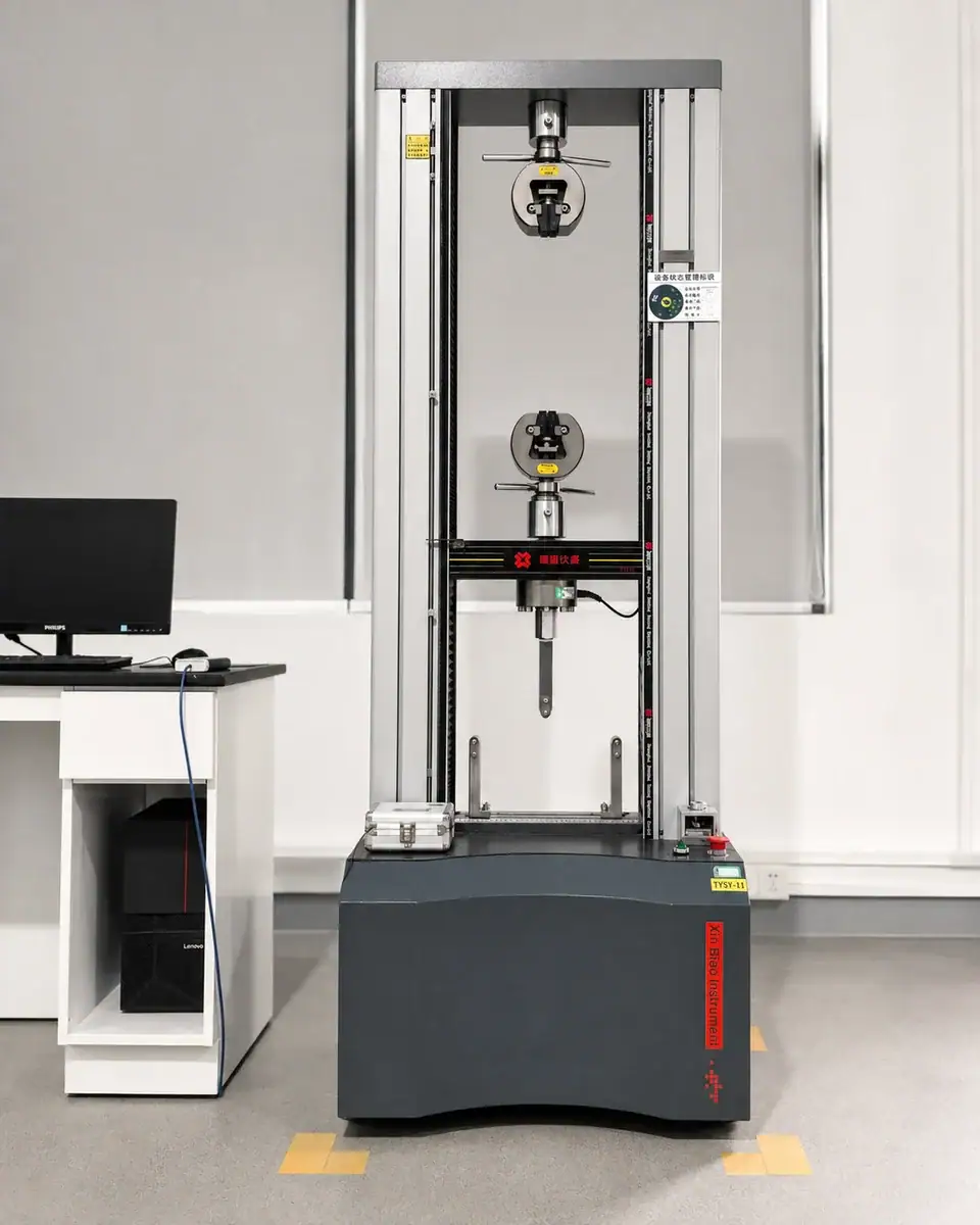 Tengyu material testing machine used for tensile and compression testing of materials in a laboratory setting.