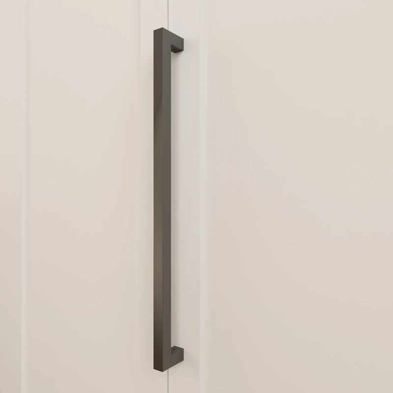 Puerta de granero plegable de MDF blanco de 36 x 84 pulgadas con kit de herrajes corredizos negros — 五金细节图 02