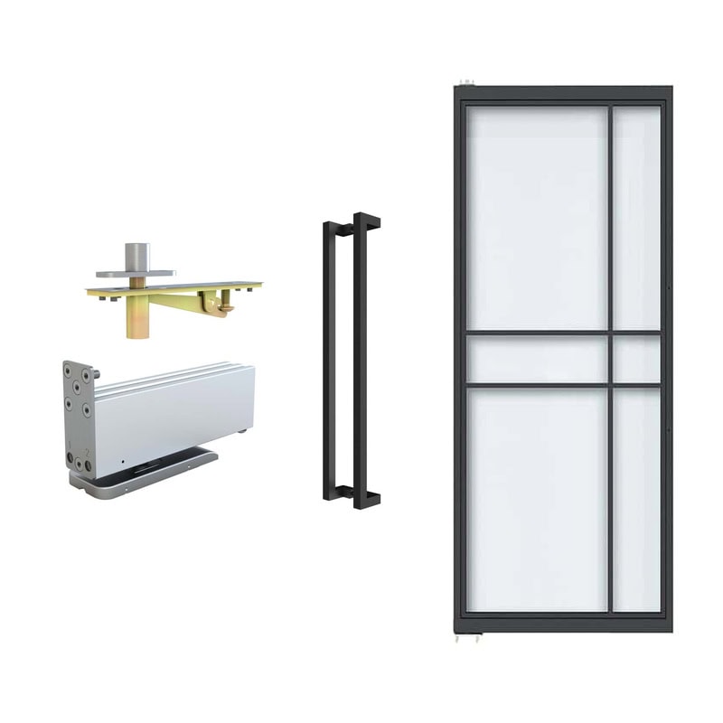 Image of Tengyu window frame and hardware components for industrial window installation.