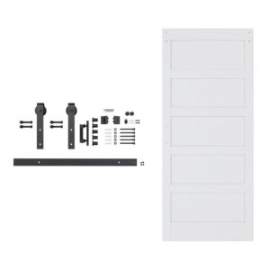 Complete Tengyu barn door hardware kit with rollers, brackets, screws, and track for easy installation and smooth operation.