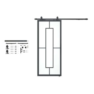 Tengyu sliding door hardware kit with frame, rollers, and mounting accessories for smooth sliding door installation.