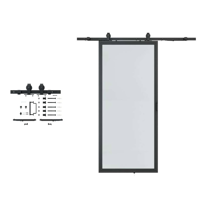 Tengyu sliding barn door hardware kit with track, rollers, and mounting hardware for easy installation and smooth operation.