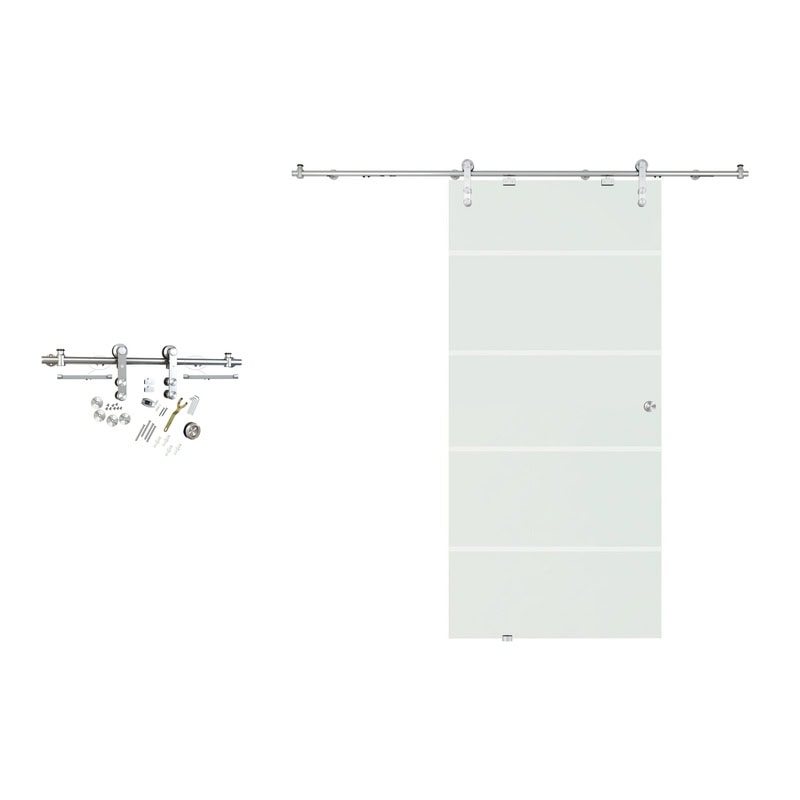High-quality sliding door hardware system with track, rollers, and mounting accessories for smooth operation and durability.