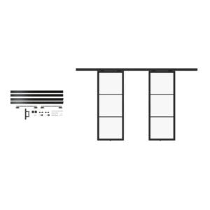 Modern Tengyu modular display system with adjustable shelves and sleek black finish, ideal for retail or exhibition spaces.