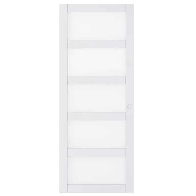 60 x 80 inch white frosted glass bypass closet door with hardware kit, modern design for interior closets.